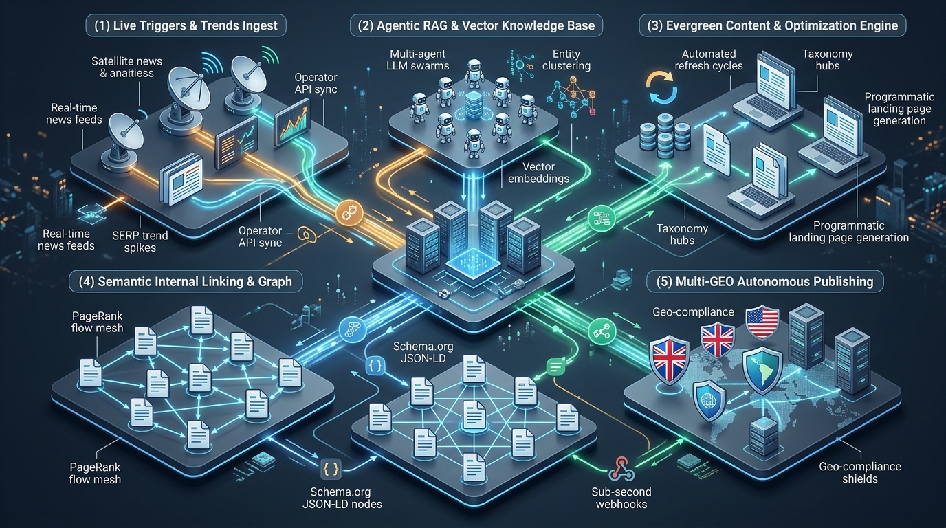 Autonomous Programmatic SEO, Agentic RAG and Semantic Internal Linking System Architecture