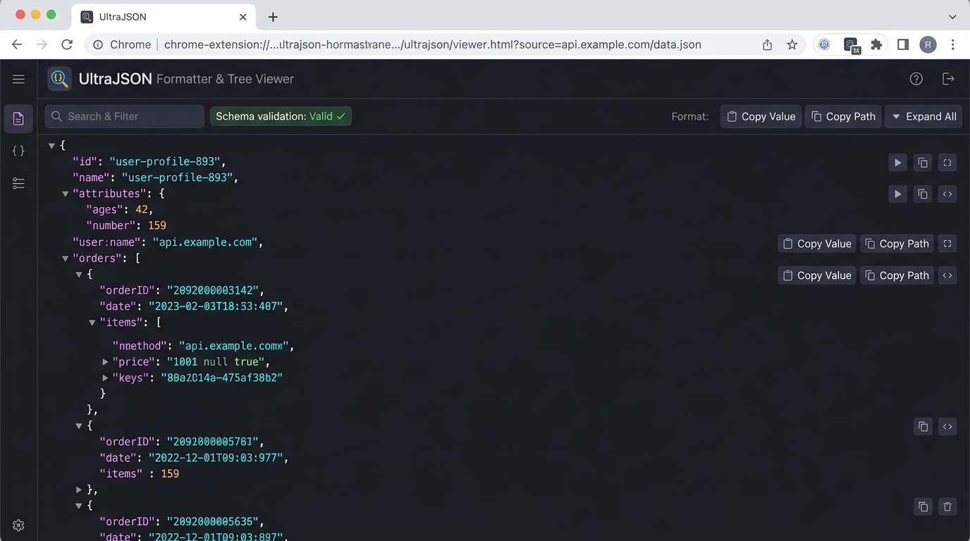UltraJSON Chrome Extension Formatter