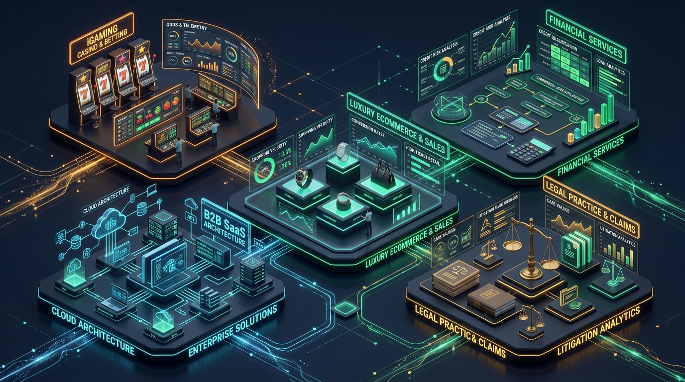 Visual telemetry and algorithmic models across top 5 high-competition niches: iGaming, Financial Loans, Luxury eCommerce, B2B SaaS, and Legal Claims